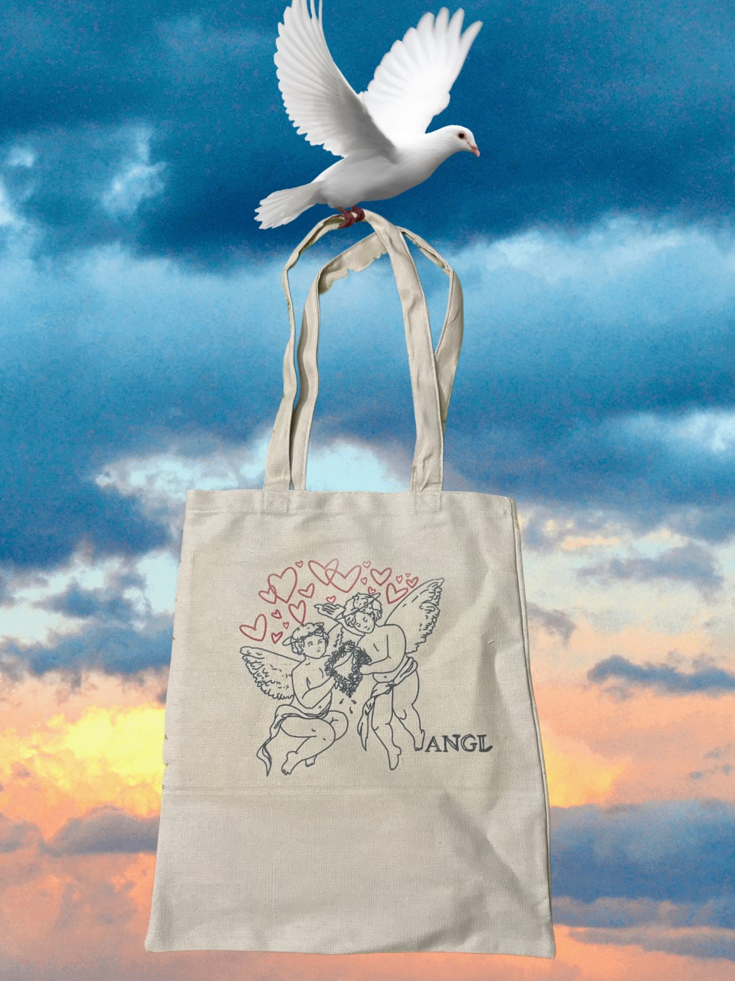 Baby Angel Tote Bag (Hearts)